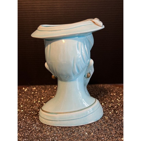 Vintage Lady Head Vase All Light Blue, Japan - Picture 5 of 9